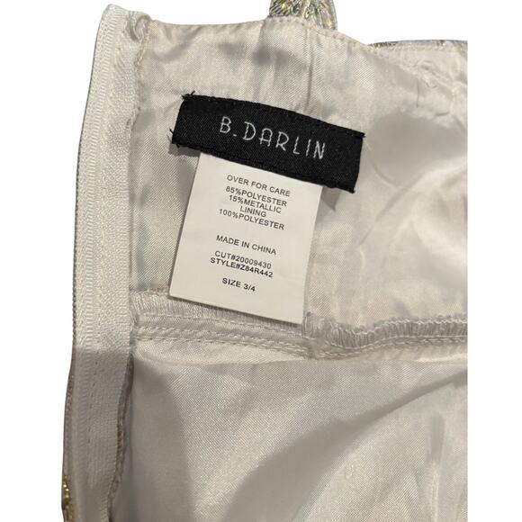 B. Darlin Fit & Flare, Brocade White, Blue, Green/Gold Dress, Size 3/4, EUC - Picture 5 of 5